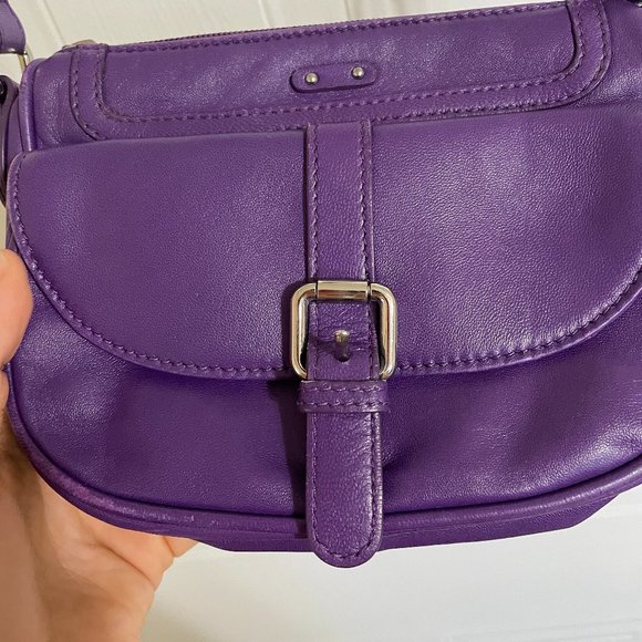 Danier Purple Leather Saddlebag - Picture 7 of 11